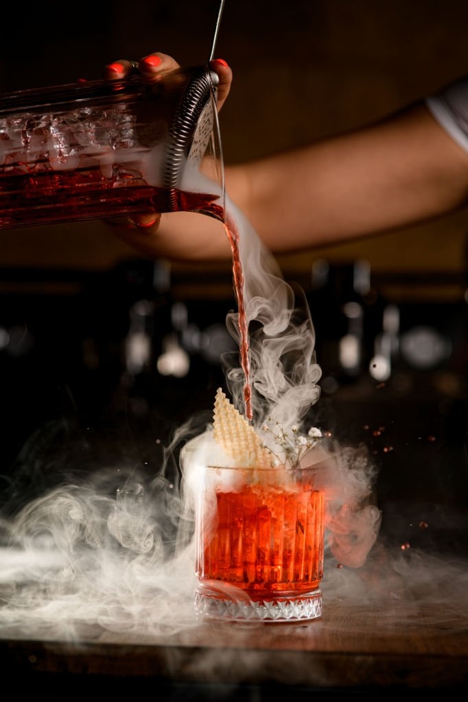 Cocktail carboglace effet brume bar Maroc